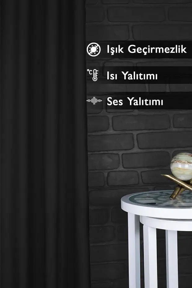 Blackout Işık Geçirmez Fon Perde V-11 Siyah